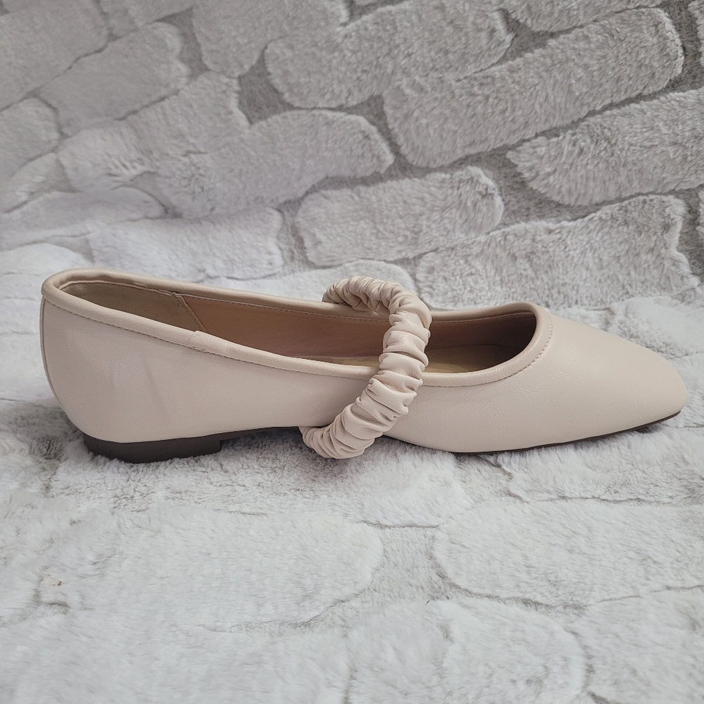 C. Paravano Women's Size 10.5 Off White Elastic Strap Mary Jane (Clara) Flats - Picture 9 of 13